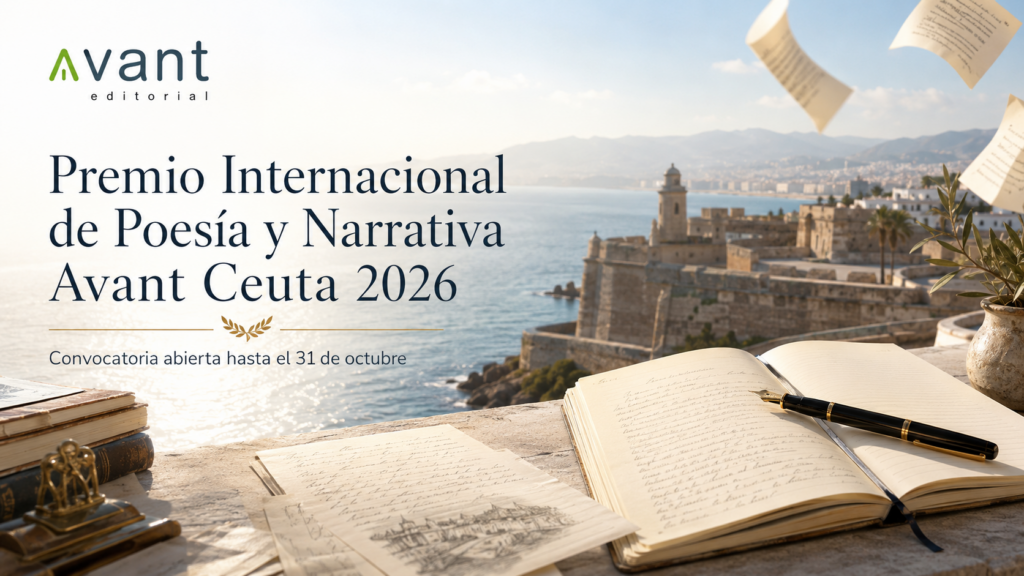 Cartel del Premio Internacional de Poesía y Narrativa Avant Ceuta 2026 convocado por Avant Editorial.