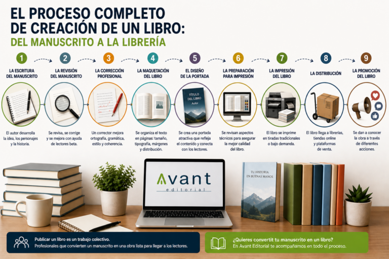 proceso editorial de creación de un libro desde el manuscrito hasta la publicación